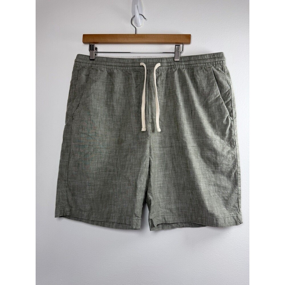 Banana Republic Linen Drawstring Shorts Mens XL  Gray Elastic Waist Casual